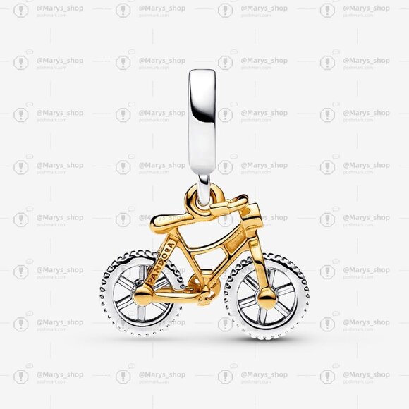 Pandora Two-tone Spinning Wheels Bicycle Dangle Charm - Picture 3 of 6